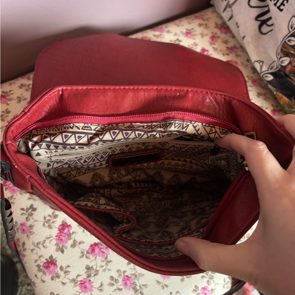 Red Studded Crossbody Bag - Picture 4 of 6